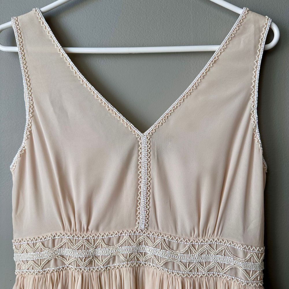 Massimo Dutti Midi Dress 6 Pink Beads Pleated Boho Romantic Dainty Fairy Ballet - Picture 5 of 12